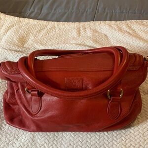 Stylish Red Leather Satchel for Women